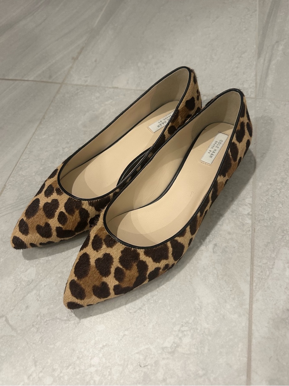 Cole Haan Leopard Print Pointed Toe Flats